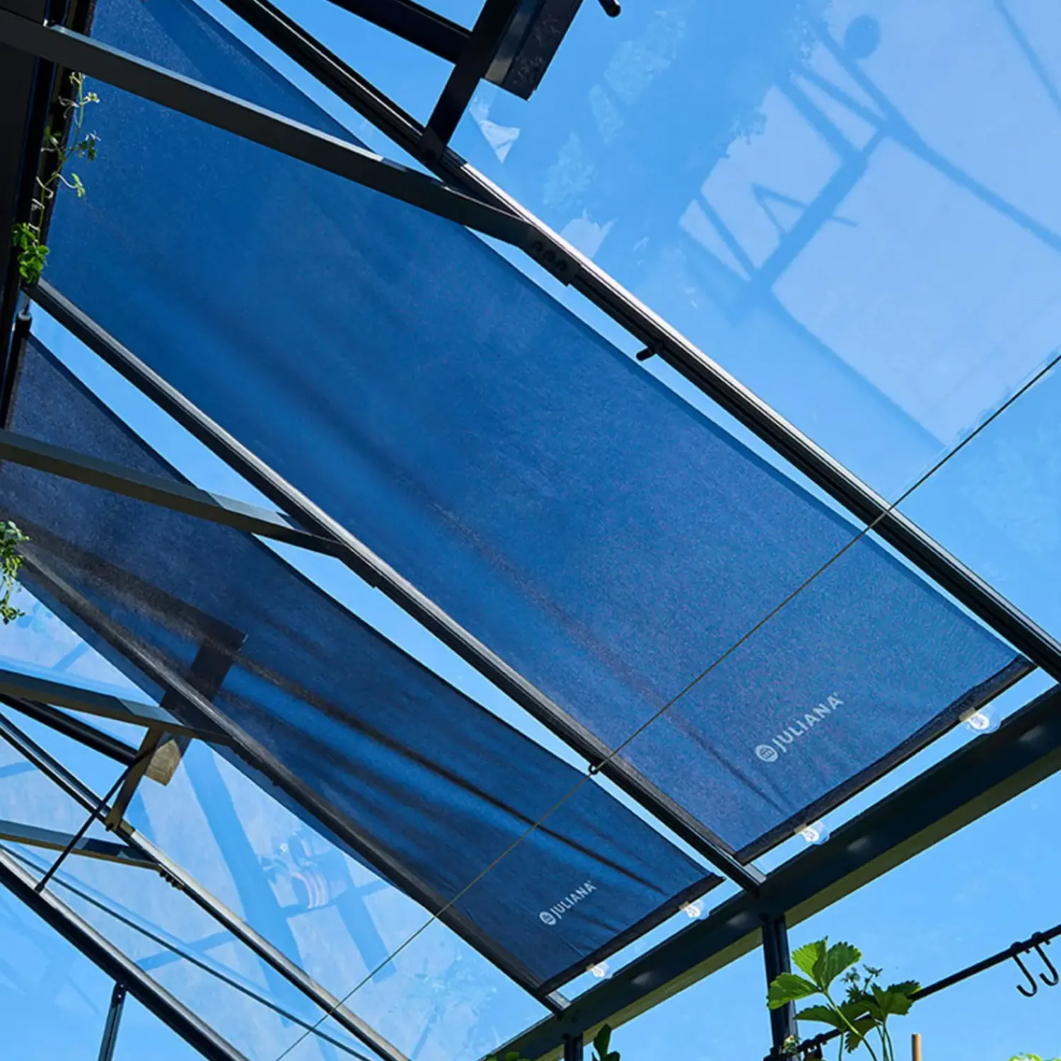 Juliana drivhus rullegardin sort 67,5x200 cm - 2 stk.