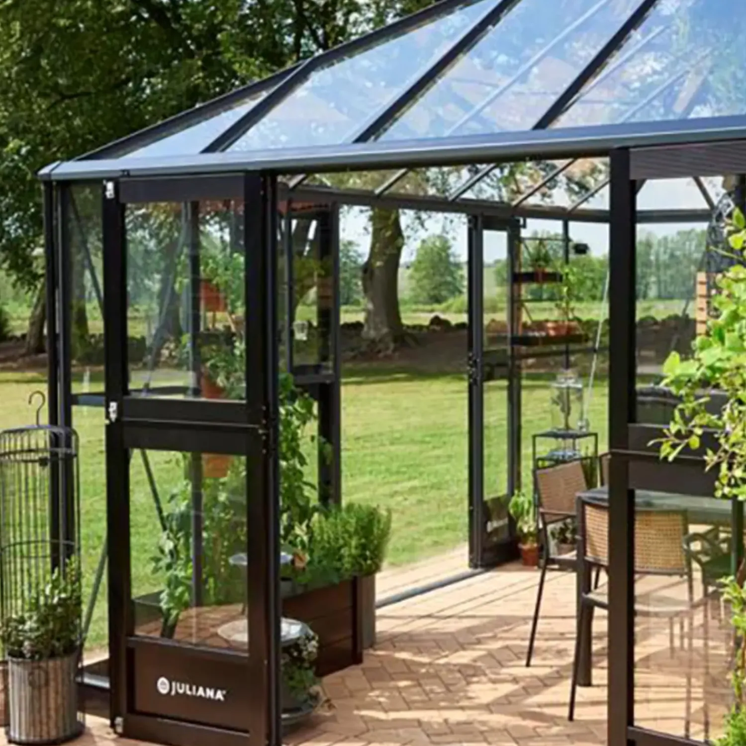 Juliana Drivhusindretning^dørsæt Grand Oase 4 sektioner antrazit F09865