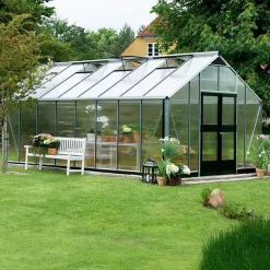 Juliana Store Drivhuse Over 10 M²^Gartner 21,4 m² drivhus alu/sort med 10mm polycarbonat