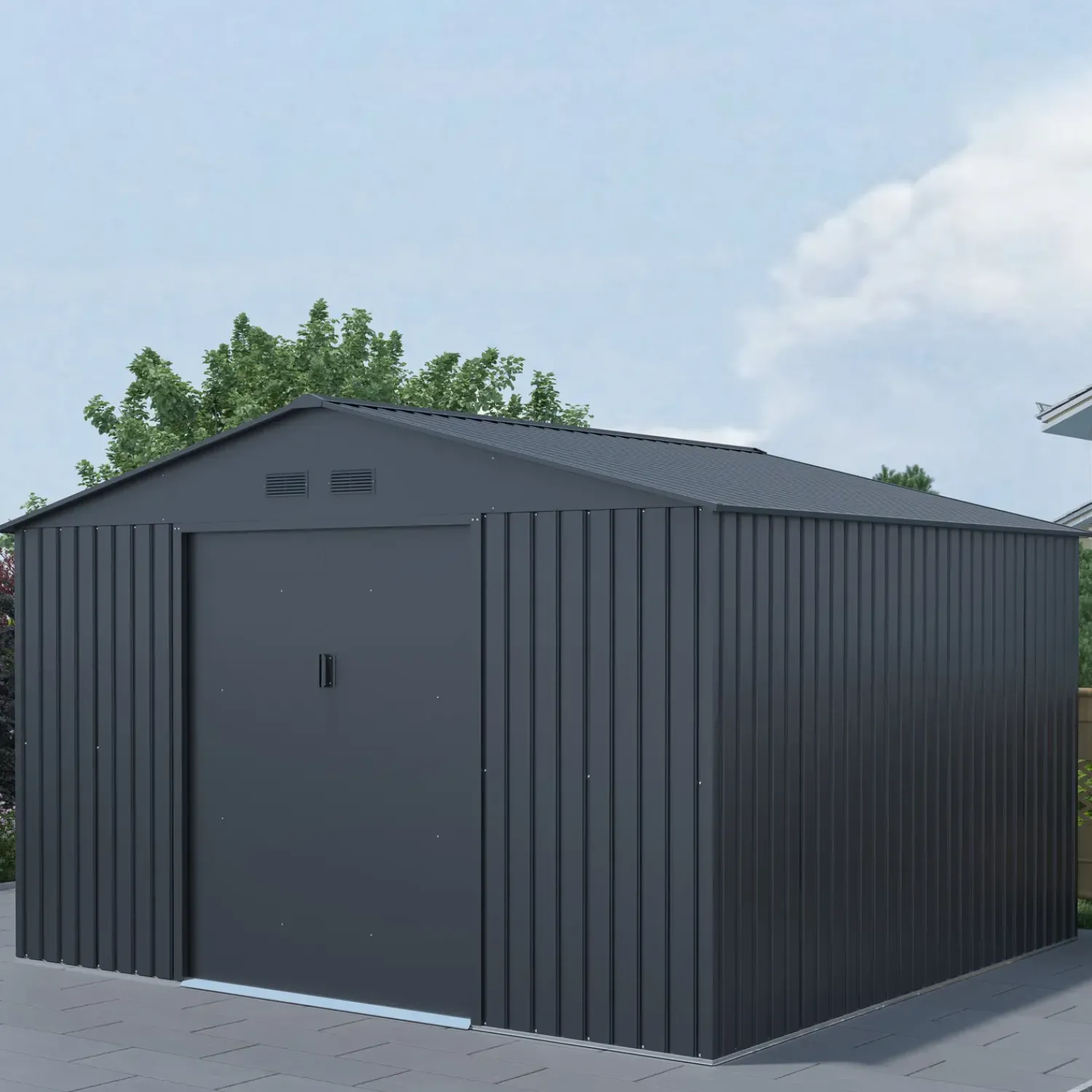 Redskabsskure I Stål^Kenneth redskabsskur med dobbeltdør, 10,84 m²