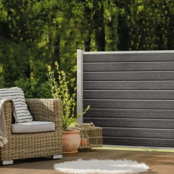 Komposithegn^Kirkedal galvaniseret komposithegn startsæt 90 cm 25 mm fer/not, sort