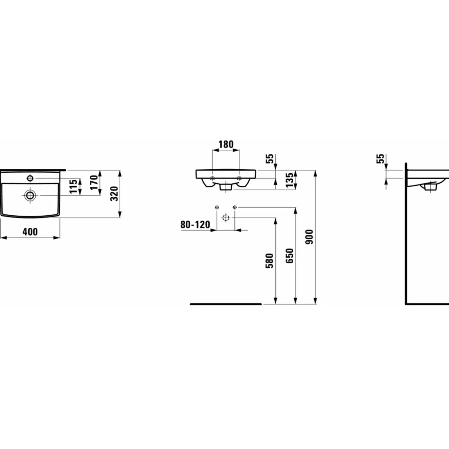 New Laufen Pro N håndvask 320x135x400 hvid