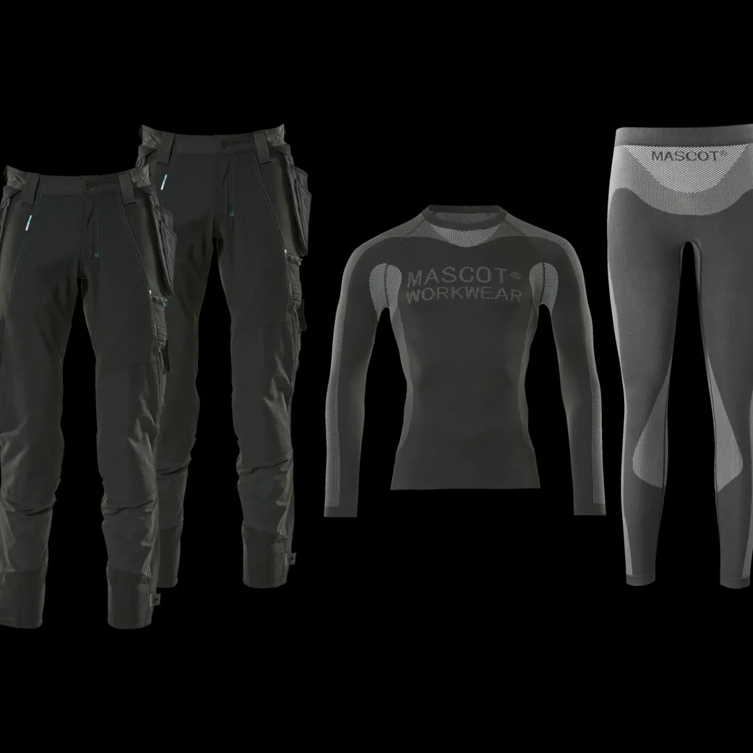 Mascot Arbejdsbukser^workwear box inkl. 2x håndværkerbukser og funktionsundertøj sort str. 82C54