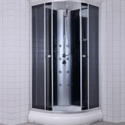 Brusedøre Og Brusevægge^Milobad brusekabine rondo med massagedyser 90x90 cm hvid/grå