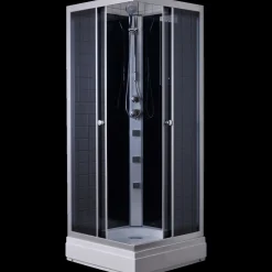 Brusedøre Og Brusevægge^Milobad brusekabine rondo med massagedyser 80x80 cm hvid/grå