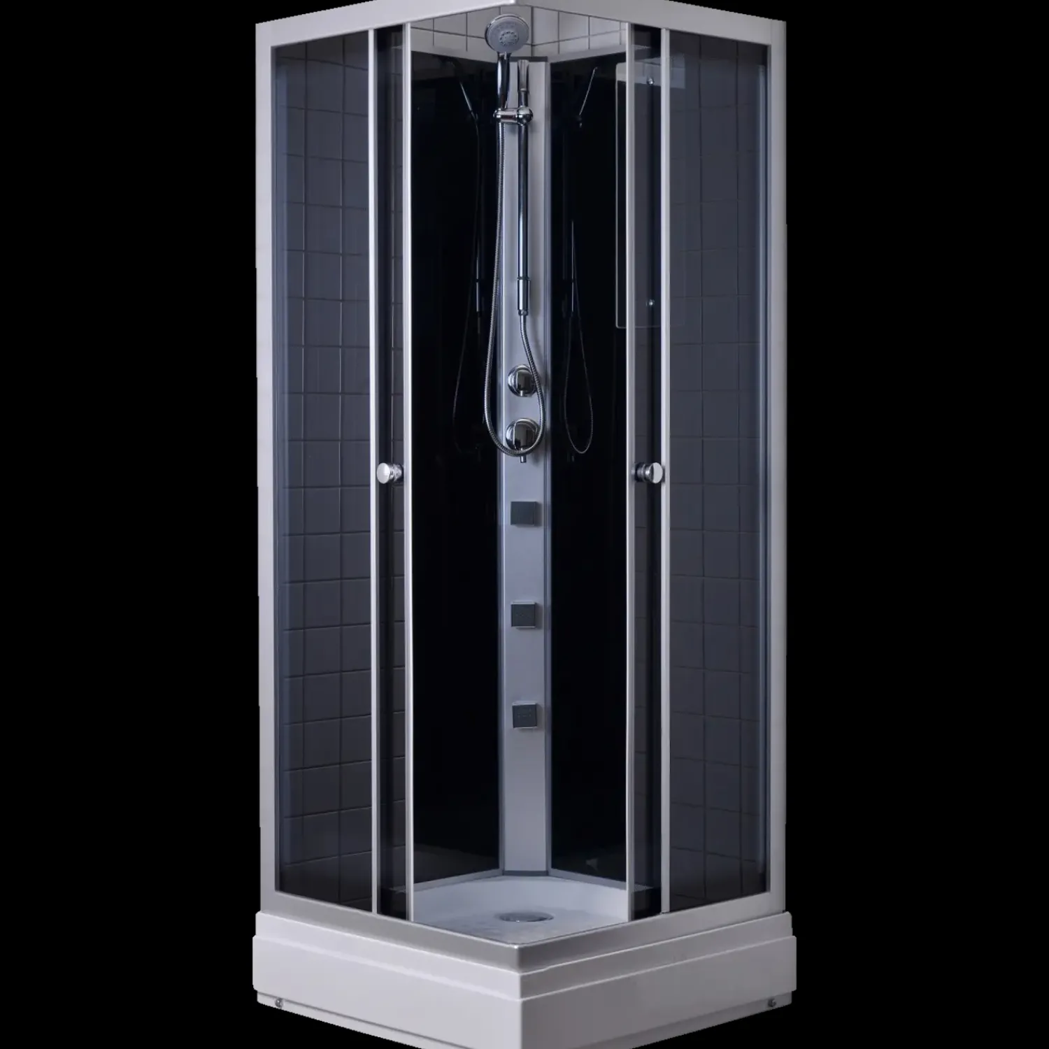 Brusedøre Og Brusevægge^Milobad brusekabine rondo med massagedyser 80x80 cm hvid/grå