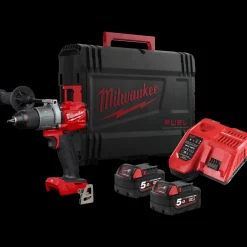 Discount Milwaukee M18 FDP2-502X 18V Fuel slagboremaskine 2x5.0 Ah batterier og lader