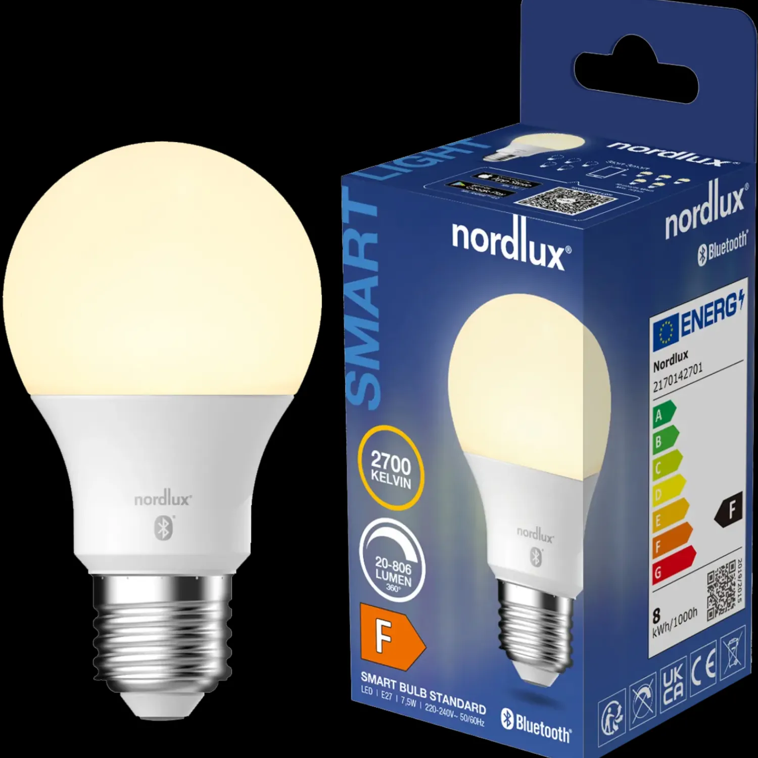 Discount Nordlux smart pære E27 A60 7,5W hvid