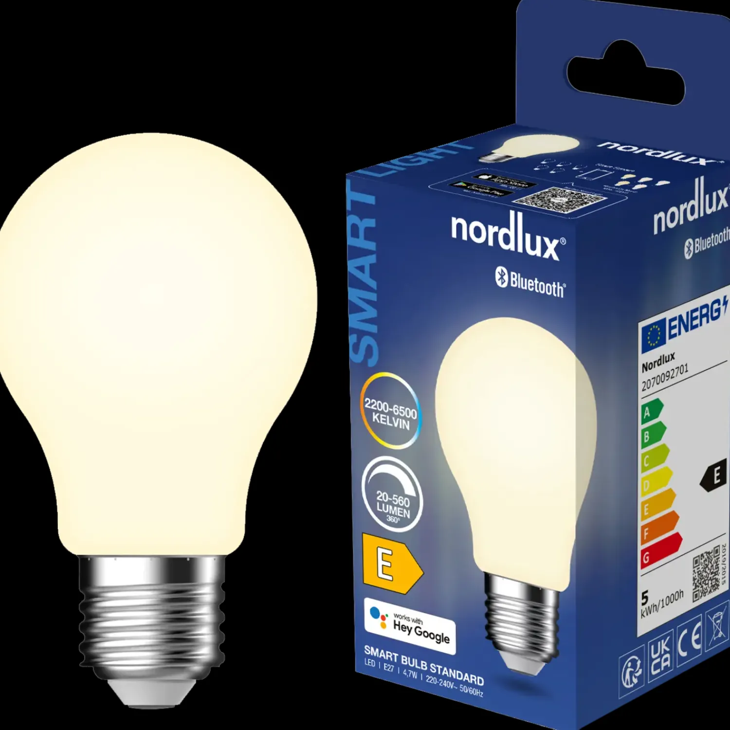 Sale Nordlux smart pære LED E27 A60 4,7W hvid