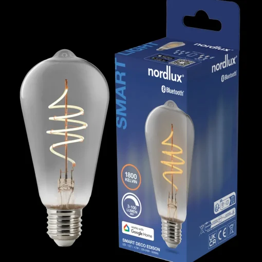 Clearance Nordlux smart pære LED E27 ST64 4,7W røgfarvet