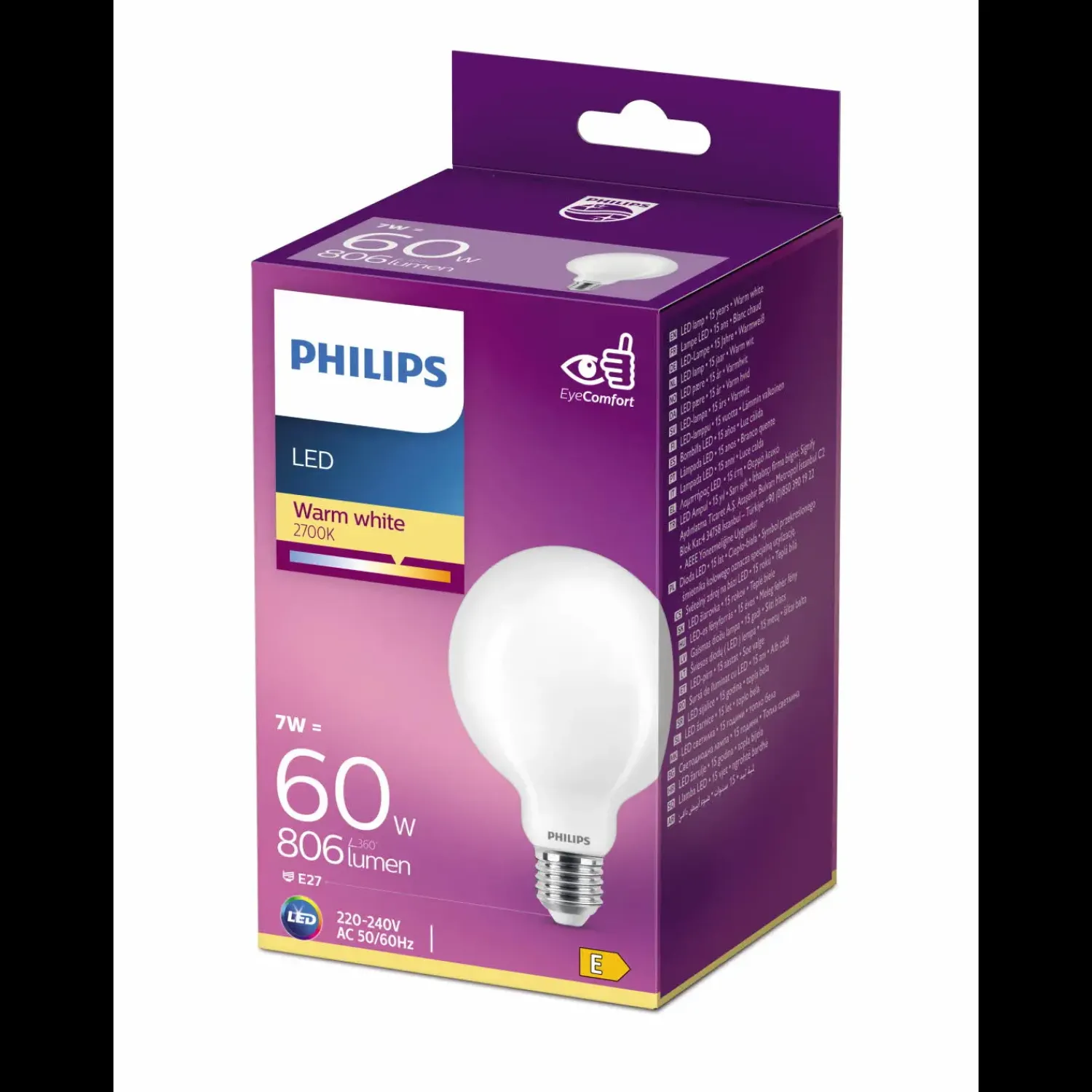 Philips Globe LED pære E27 60W 1 pack