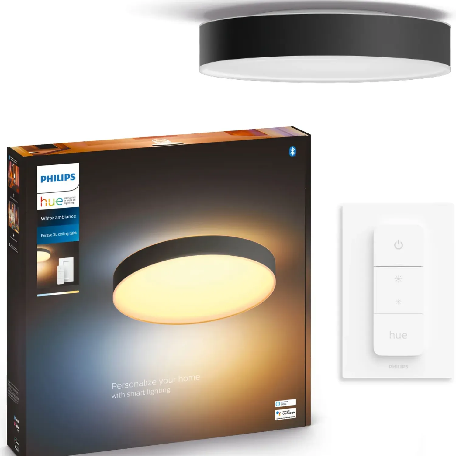 Outlet Philips Hue Enrave XL plafond Ø55,1 cm 48W sort