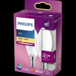 Philips Kerte LED pære E14 40W 2 pack