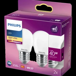 Philips E27 Pærer^Krone LED pære E27 40W 2 pack