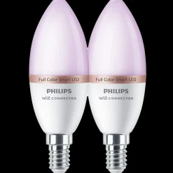 Philips Smart Wiz Diverse Led-Pærer^Philips Smart LED farve kertepære E14 4,9W C37 2-pak