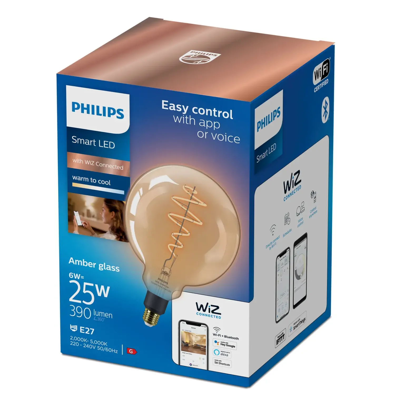 Philips Smart Wiz E27 Pærer^white LED pære E27 6,7W mega globe guld