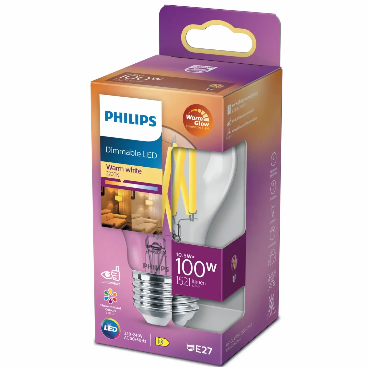 E27 Pærer^Philips Standard LED pære 100W E27 klar