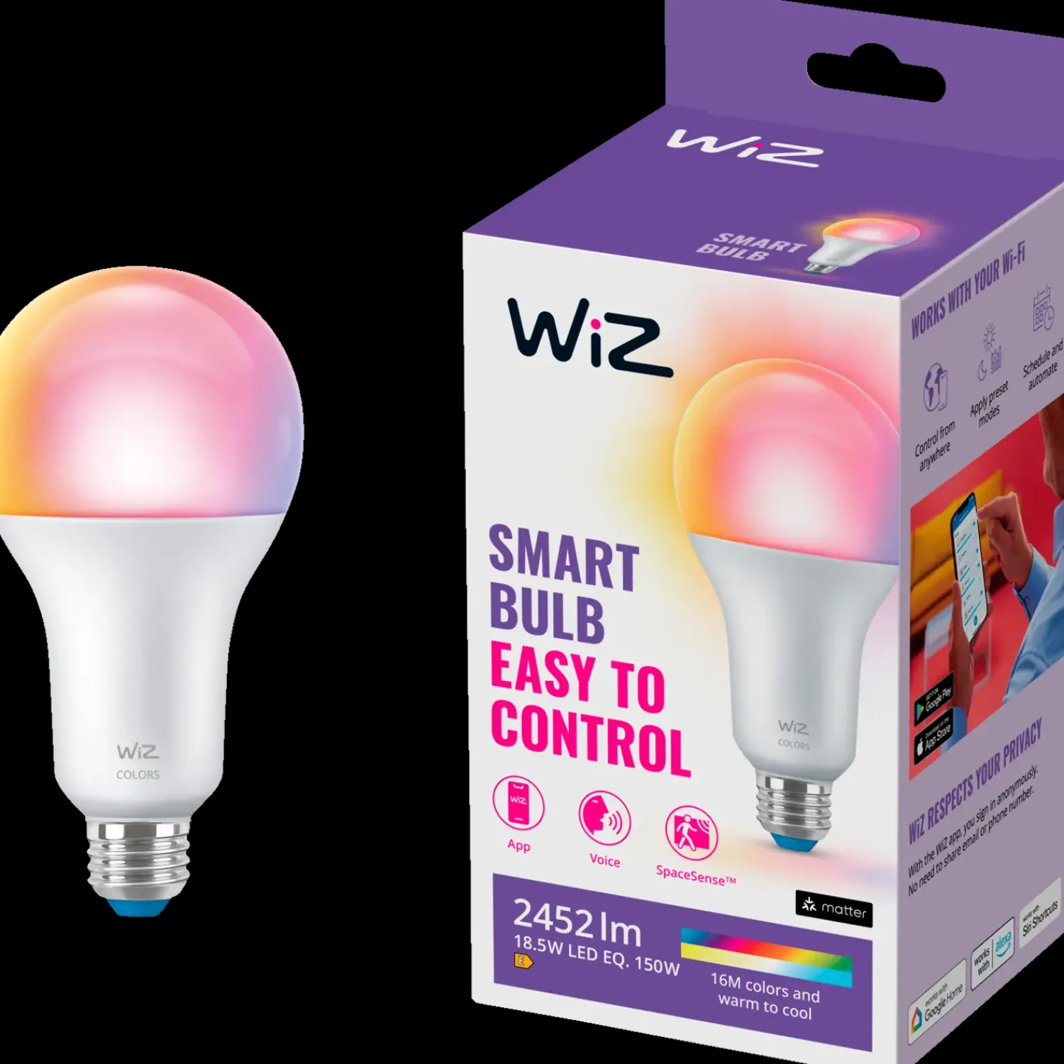 Philips Smart Wiz E27 Pærer^Philips WiZ Wi-Fi LED pære E27 18,5W A80 farve