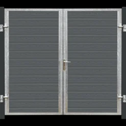 Plus Havelåger^Artura dobbeltlåge m/stålstolpe højrehængt 197x135 cm gråsort
