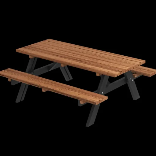 Outlet Plus Bord/bænkesæt 177 cm Gyldenbrun/Sort ThermoWood®/sort