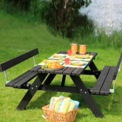 Discount Plus bord/bænkesæt med 2 ryglæn 177 cm trykimp