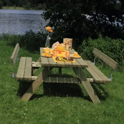 Discount Plus bord/bænkesæt med 2 ryglæn 177 cm trykimp