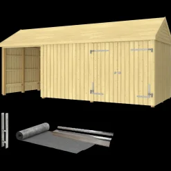 Sale Plus Classic Multi Havehus 14,5 m²  3 moduler m/dobbeltdør og åben/lukket front  inkl. tagpap/alulister/H-stolpefødder