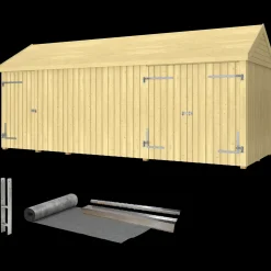 Online Plus Classic Multi Havehus 14,5 m²  3 moduler m/enkelt og dobbeltdør inkl. tagpap/alulister/H-stolpefødder
