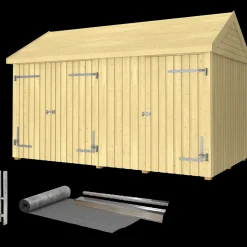 Plus Redskabsskure I Træ^Classic Multi Havehus 10 m²  2 moduler m/enkelt og dobbeltdør inkl. tagpap/alulister/H-stolpefødder
