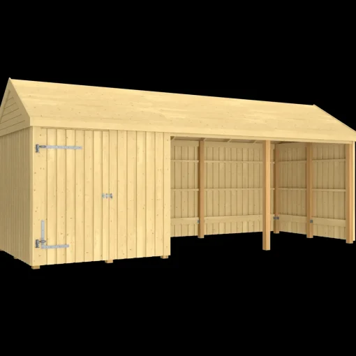 Plus Redskabsskure I Træ^Classic Multi Havehus 14,5 m²  3 moduler m/enkeltdør og åben front