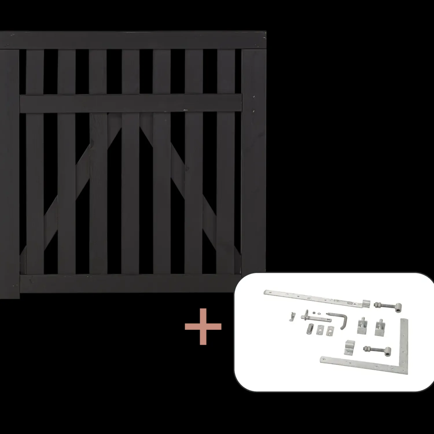 New Plus Country enkeltlåge inkl. beslag 100x98 cm sort