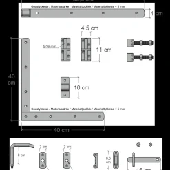 New Plus Country enkeltlåge inkl. beslag 100x98 cm sort