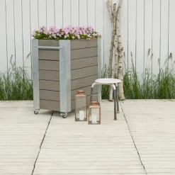 Best Plus Cubic blomsterkasse med hjul 87x50x45 cm gråbrun