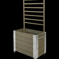 Best Plus Cubic blomsterkasse med espalier og hjul 87x50x130 cm gråbrun