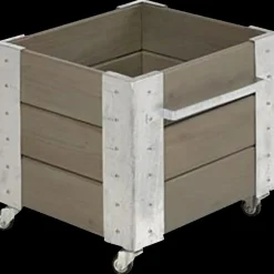 Plantekasser^Plus Cubic blomsterkasse med hjul 46x50x45cm gråbrun