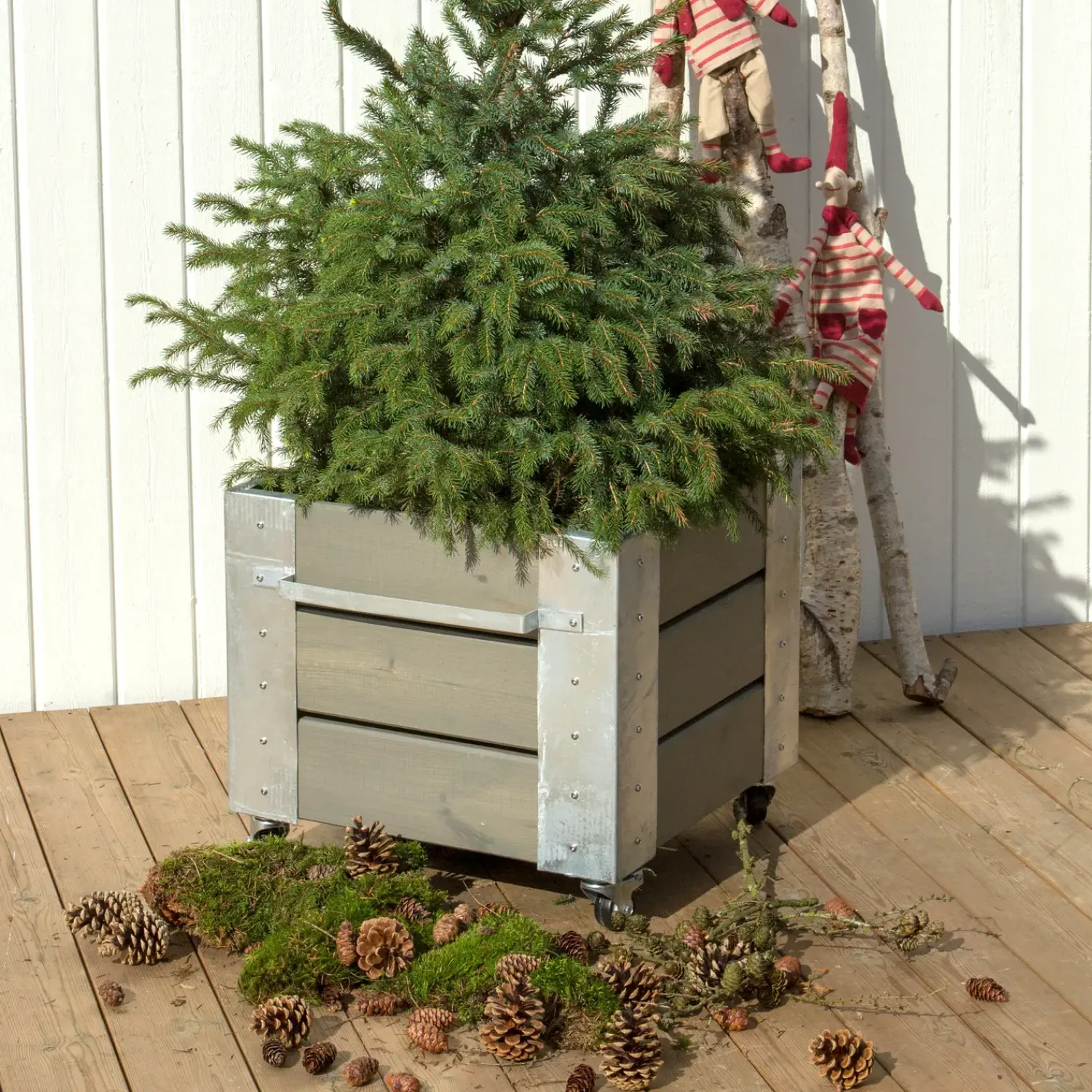 Plantekasser^Plus Cubic blomsterkasse med hjul 46x50x45cm gråbrun