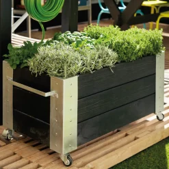 Plantekasser^Plus Cubic blomsterkasse med hjul 87x50x45 cm sort