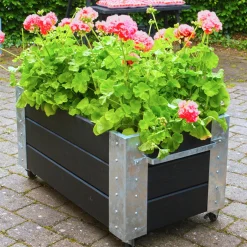 Plantekasser^Plus Cubic blomsterkasse med hjul 87x50x45 cm sort