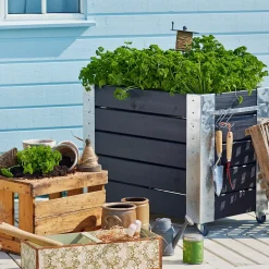 Plantekasser^Plus Cubic blomsterkasse med hjul 87x50x45 cm sort