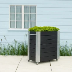 Plantekasser^Plus Cubic blomsterkasse med hjul 87x50x45 cm sort