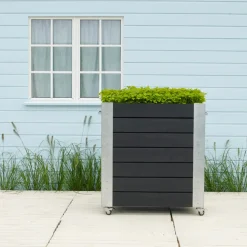 Plantekasser^Plus Cubic blomsterkasse med hjul 87x50x45 cm sort