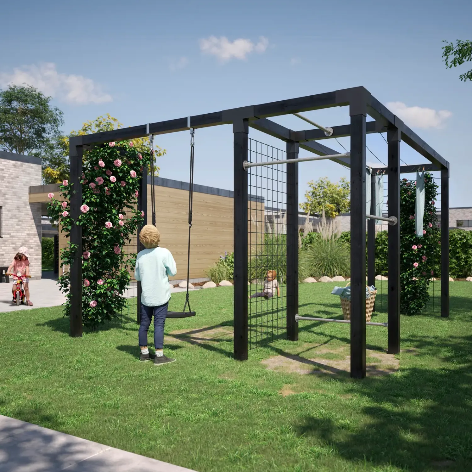 Børn Plus Gyngestativer^daylife med stålespalier modul 3 sort
