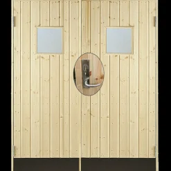Plus Indretning Og Tilbehør Til Skure^dobbeltudhusdør panel med vindue inkl. karm/montagesæt  HU 151,2x187,8 cm