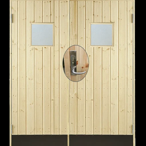 Plus Indretning Og Tilbehør Til Skure^dobbeltudhusdør panel med vindue inkl. karm/montagesæt  HU 151,2x187,8 cm