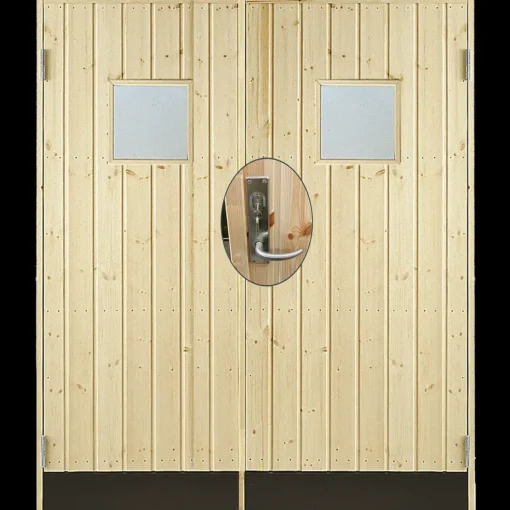 Plus Indretning Og Tilbehør Til Skure^dobbeltudhusdør panel med vindue inkl. karm/montagesæt  HU 151,2x187,8 cm
