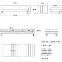 Sale Plus Fun bænk og multikasse m/hjul 180 cm