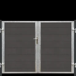 Plus Havelåger^Futura dobbeltlåge m/stålstolpe venstrehængt 197x145 cm gråsort