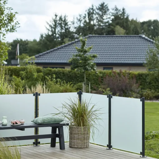 Outlet Plus glashegn t/rund stolpe 90x91 cm frosted