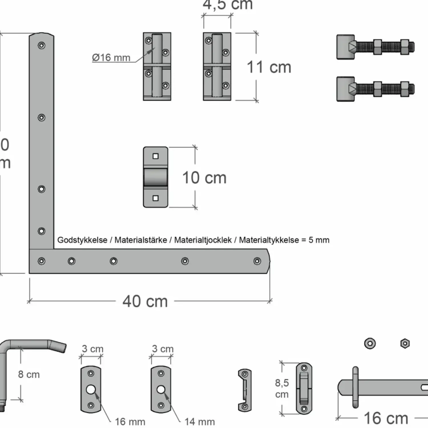Plus Harmoni Enkeltlåge inkl. beslag 100x107 cm hvid