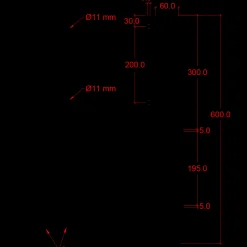 Online Plus Hjørne Stolpefod 60 cm  9x9 cm stolper  til nedstøbning  m/skruer sort